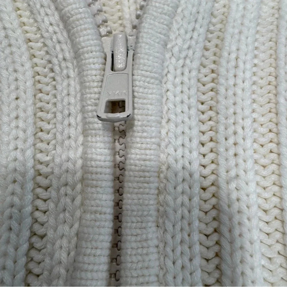 Talbots Women’s  Off White Heavy Ribbed Knit Zip Front Cardigan Sweater, Size M - Picture 8 of 11